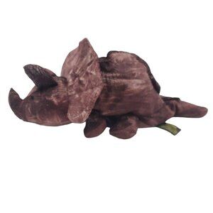 Russ Tyrone Triceratops‎ Dinosaur Bean Bag 14" Plush Brown Dino Stuffed Toy